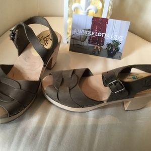 Lotta From Stockholm Dark Taupe Clogs, Size 39/8.5